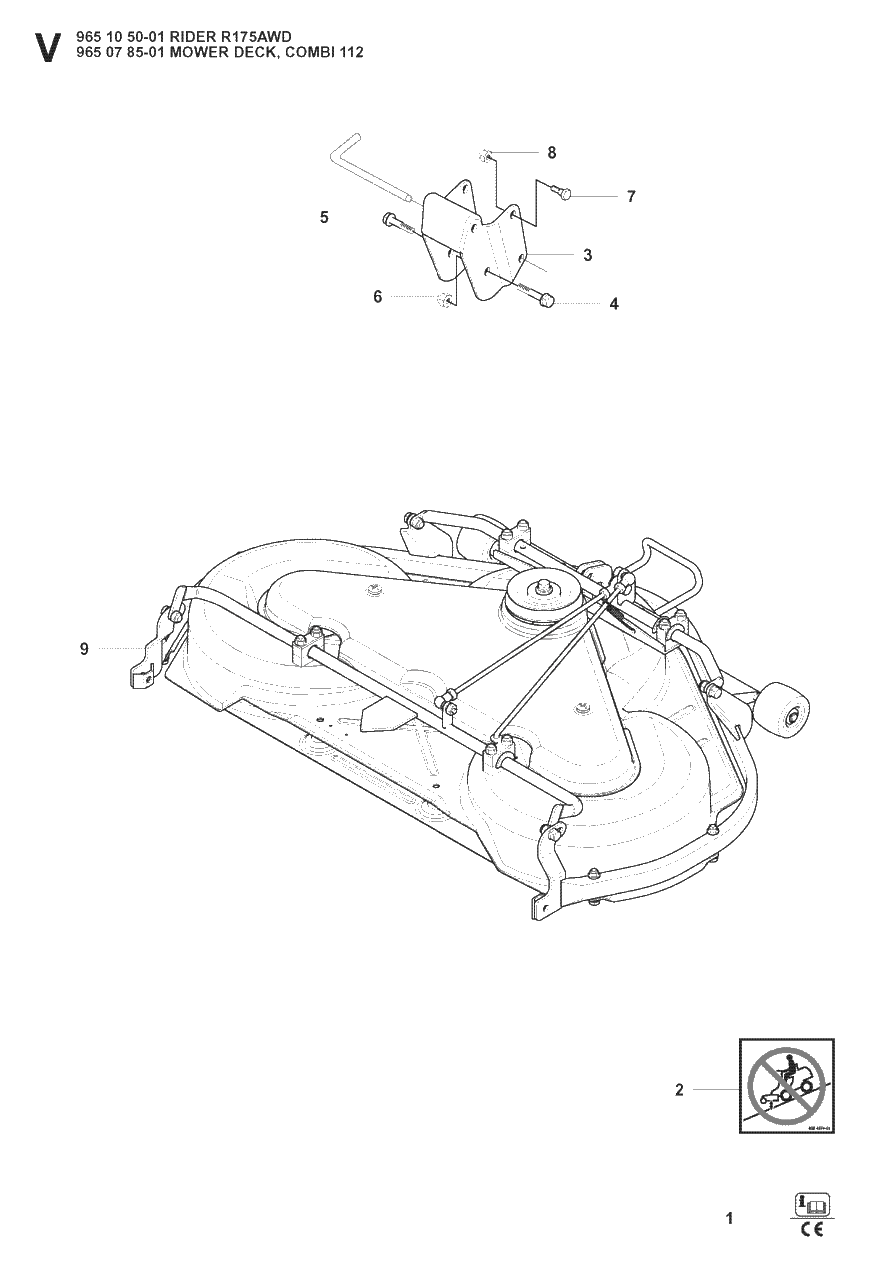 Mower Deck / Cutting Deck 6 Diagram and Parts List for R175AWD (965105001)(2008-06) Husqvarna Lawn Tractor