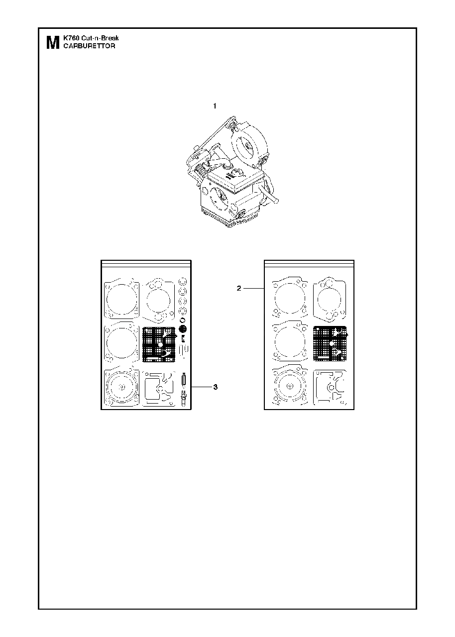 Carburetor Diagram and Parts List for K760CUT-N-BREAK 2013-06 Husqvarna Circular Saw