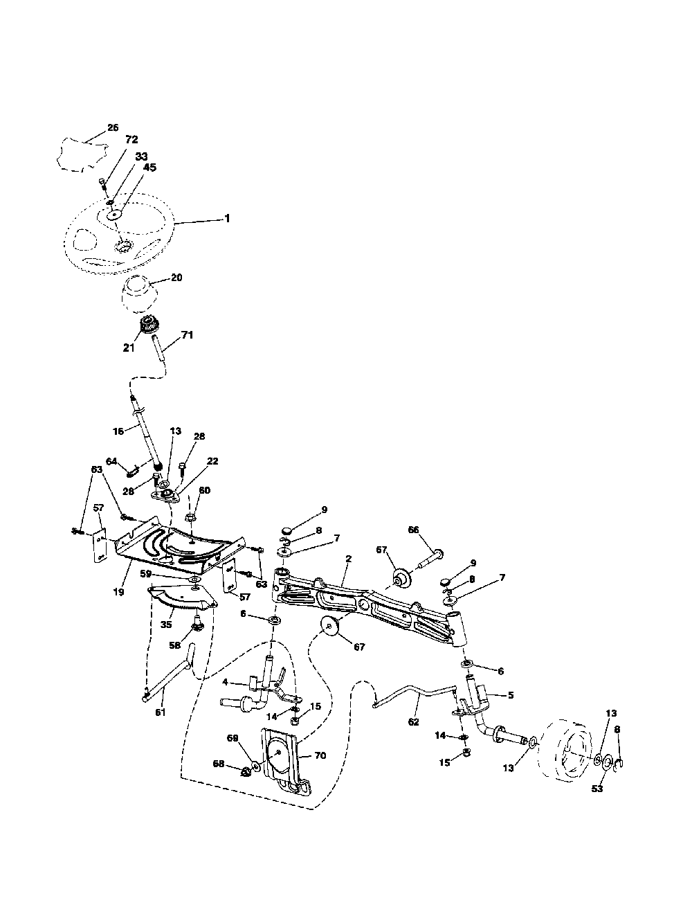 Steering assembly Diagram and Parts List for 917289600  Husqvarna Lawn Tractor