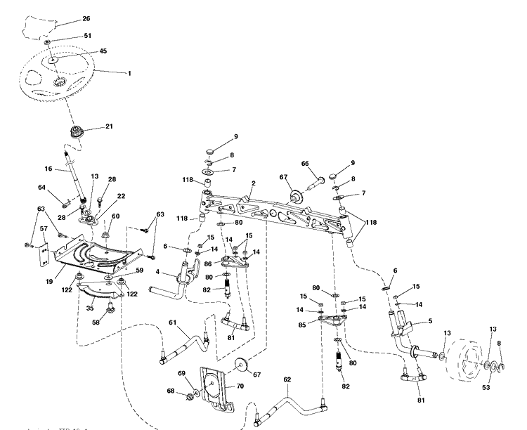 Steering Diagram and Parts List for CTH164T (96051007500)(2010-12) Husqvarna Lawn Tractor