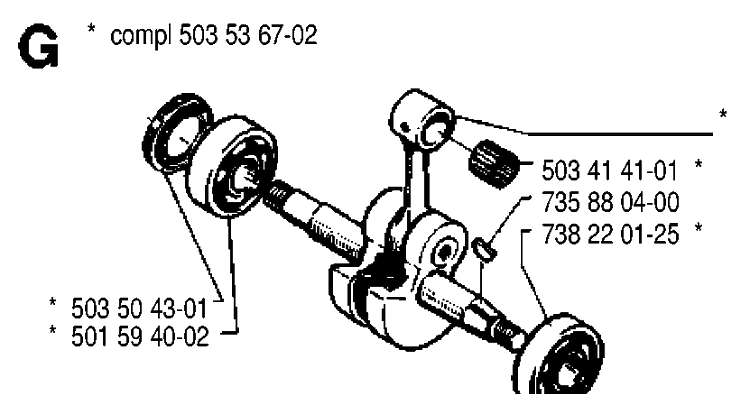 Crankshaft Diagram and Parts List for 242 19900100001-19941400000 Husqvarna Chainsaw