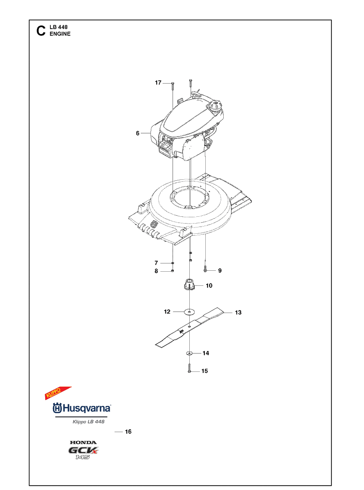 Engine Diagram and Parts List for LB448  Husqvarna Lawn Mower