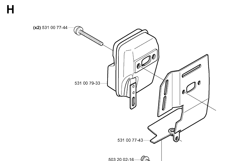 Muffler Diagram and Parts List for 143R 20054100001-20065299999 Husqvarna Brush Cutter