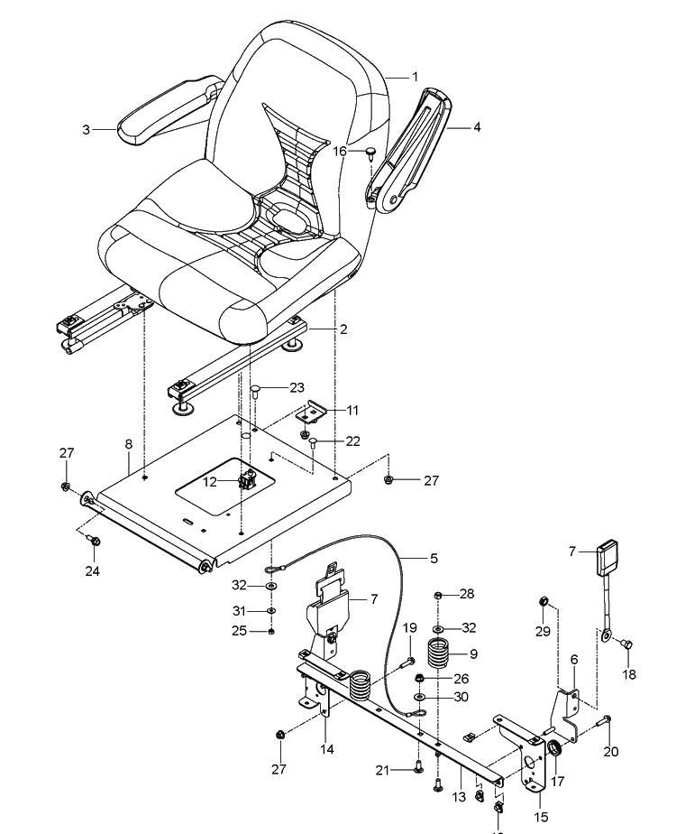 Seat Diagram and Parts List for MZ52 (96760290100)(2016-12) Husqvarna Lawn Mower