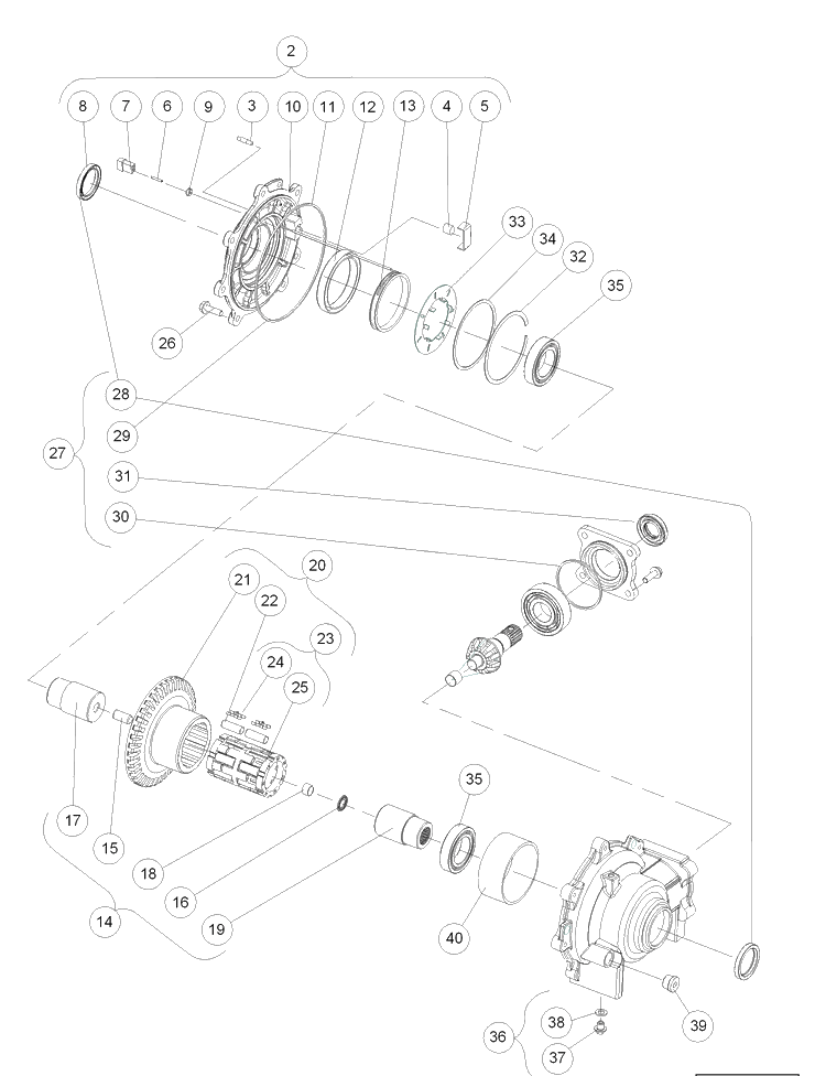 Front Differential (Output Components) Diagram and Parts List for HUV4421DXP 2006-11 Husqvarna Lawn Tractor