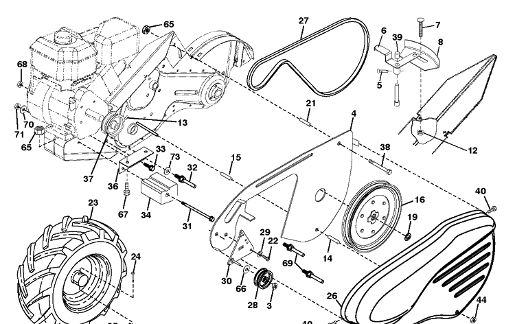 Mainframe, Left Side Diagram and Parts List for TR317 (96093003001)(2017-11) Husqvarna Cultivator