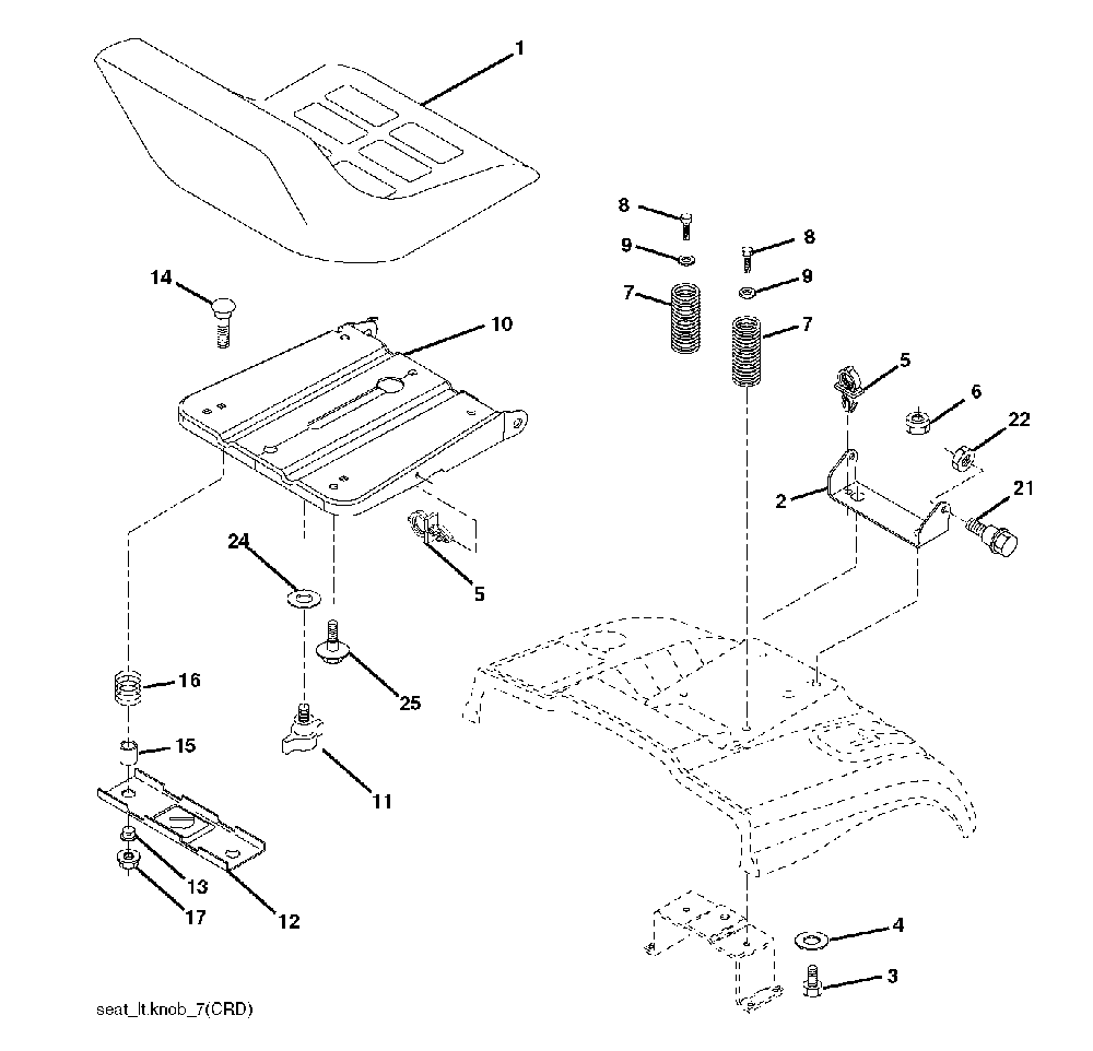Seat Diagram and Parts List for CTH150 (TWIN, 96061026000)(2010-01) Husqvarna Lawn Tractor