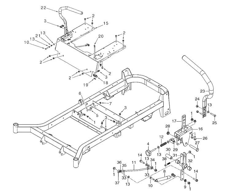 Steering Diagram and Parts List for MZ48 (97045570100)(2020-01) Husqvarna Lawn Mower