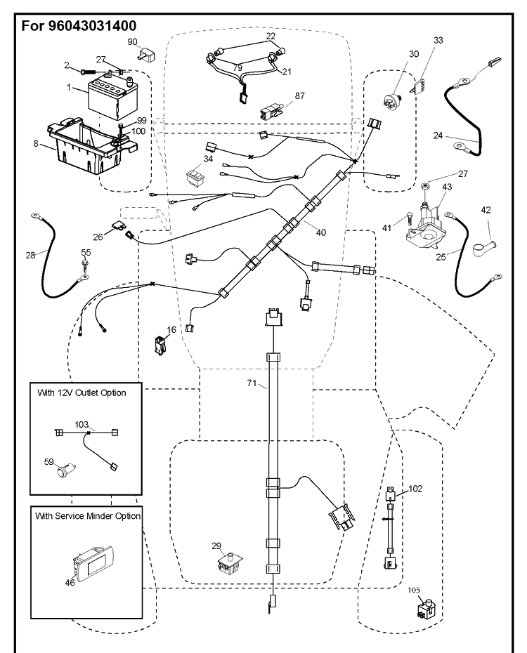 Electrical 2 Diagram and Parts List for TS142  Husqvarna Lawn Tractor