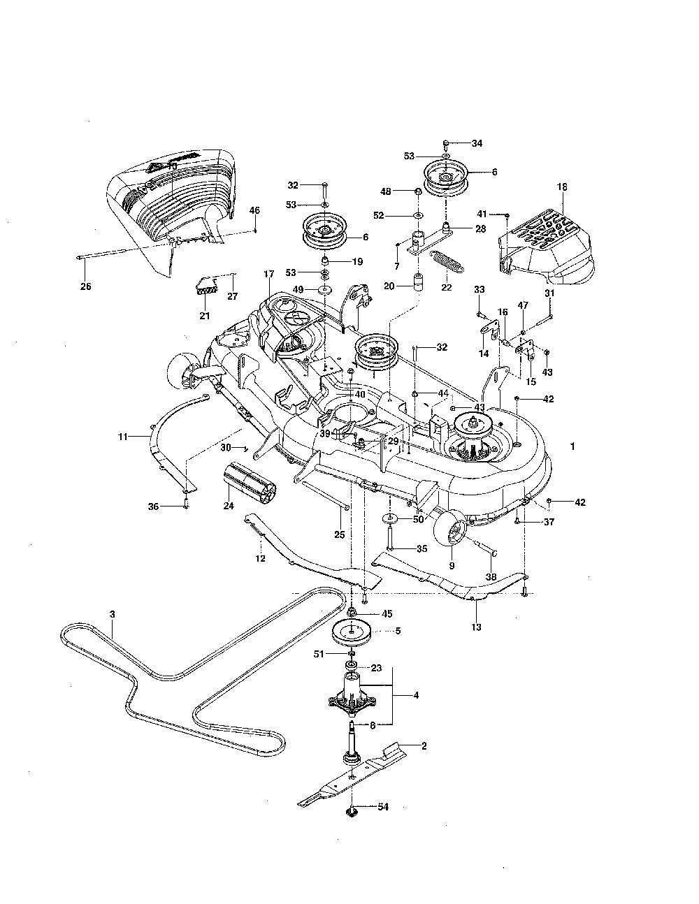 Mower deck / cutting deck Diagram and Parts List for MZ5425S 250212 Husqvarna Lawn Mower