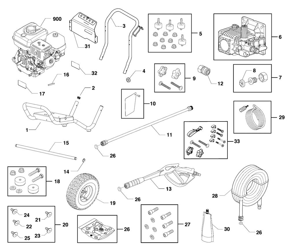 Main Unit Diagram and Parts List for 020757A-00  Husqvarna Pressure Washer