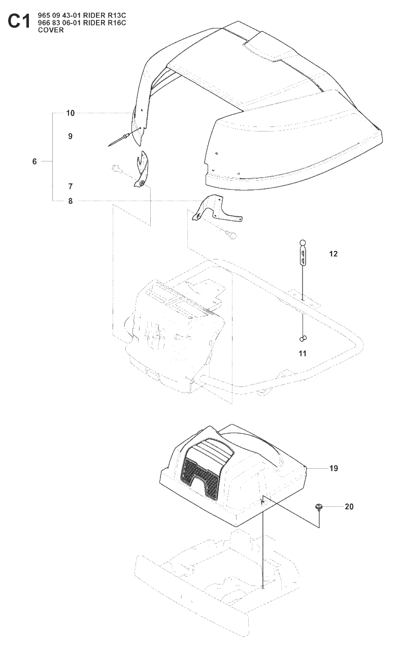 Cover 2 Diagram and Parts List for R13C (965094301)(2008-04) Husqvarna Lawn Tractor