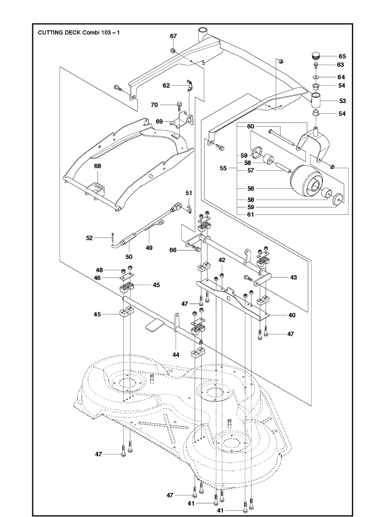103cm Cutting Deck Diagram and Parts List for COMBI103 (R300SERIES)(2019-01) Husqvarna Lawn Mower