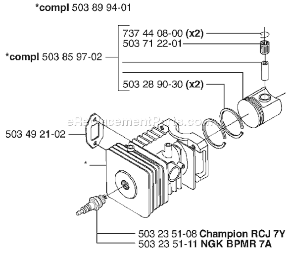 Page L Diagram and Parts List for 225H60 2002-06 Husqvarna Trimmer