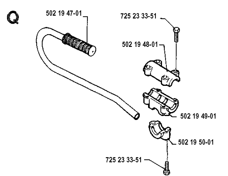 Handle Diagram and Parts List for 132LD 19904400001-19920100000 Husqvarna Edger