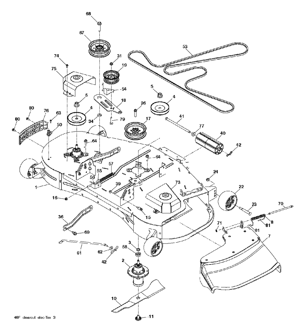 Mower Deck / Cutting Deck Diagram and Parts List for GT48DXLS (960430233-00)(2016-11) Husqvarna Lawn Tractor