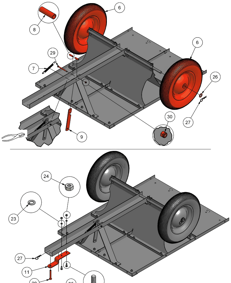 Dump Cart (Part 4) Diagram and Parts List for DC500 (25-0125) (683-04078A)(5313083-28)(2008-01) Husqvarna Lawn Tractor Accessories