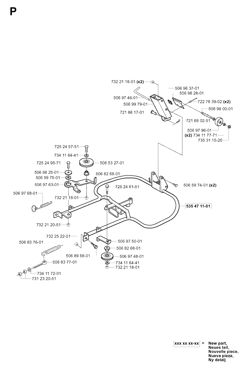 Frame Diagram and Parts List for R155 (953533805)(2005-01) Husqvarna Lawn Tractor