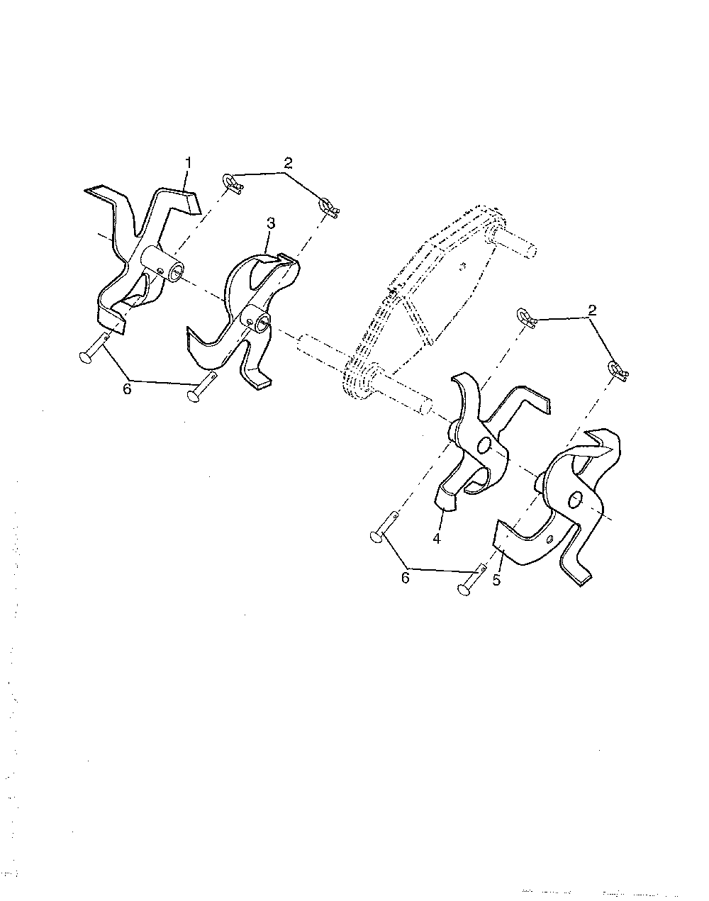 Tine Diagram and Parts List for 96083000605  Husqvarna Tiller