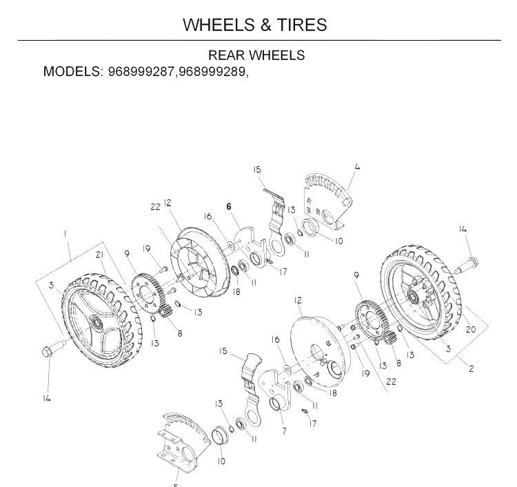 Wheels And Tires 2 Diagram and Parts List for W53-W53CSB 2008-08 Husqvarna Lawn Mower