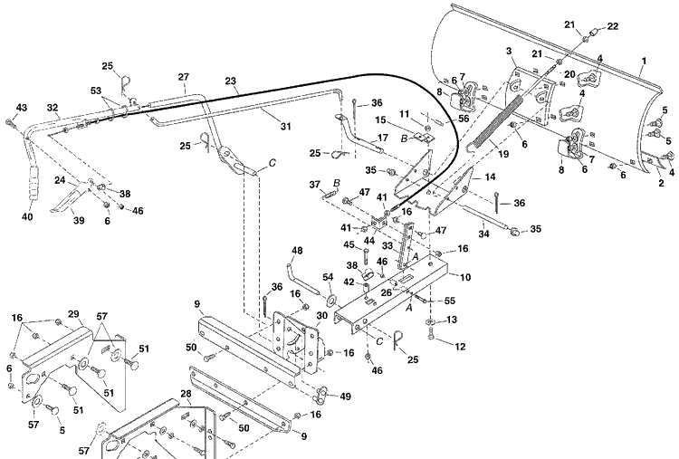 48 Inch Snow Blade Diagram and Parts List for 490-900B-0030 (45-0429-669)(531 30 83-21)(2008-01) Husqvarna Lawn Tractor Accessories