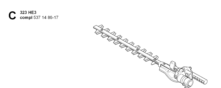 Cutting Equipment Diagram and Parts List for 323HE3 20070100001-20090900000 Husqvarna Hedge Trimmer
