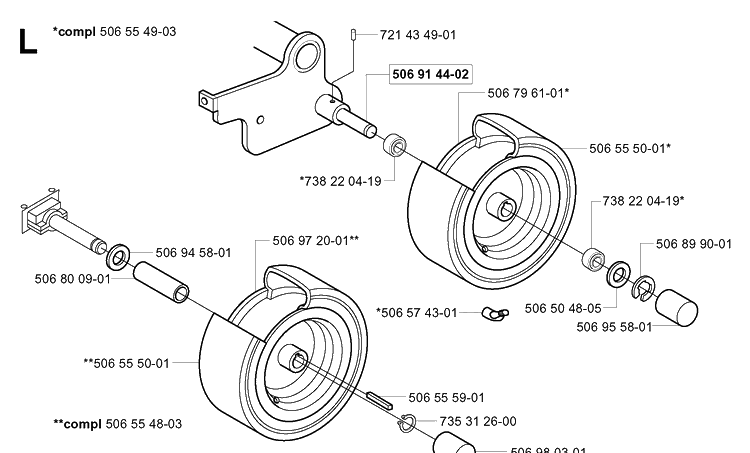 Wheels And Tires Diagram and Parts List for PR15 2003-01 Husqvarna Lawn Mower