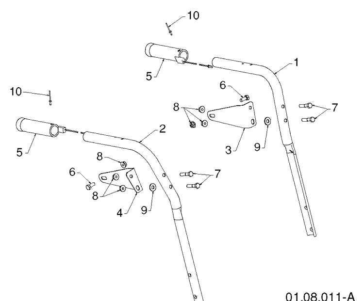 Handle 7 Diagram and Parts List for 11524E (96193007400)(2011-06) Husqvarna Snow Blower