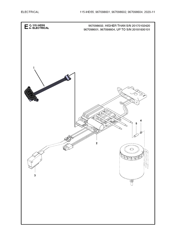 Electrical 2 Diagram and Parts List for 115IHD55  Husqvarna Hedge Trimmer