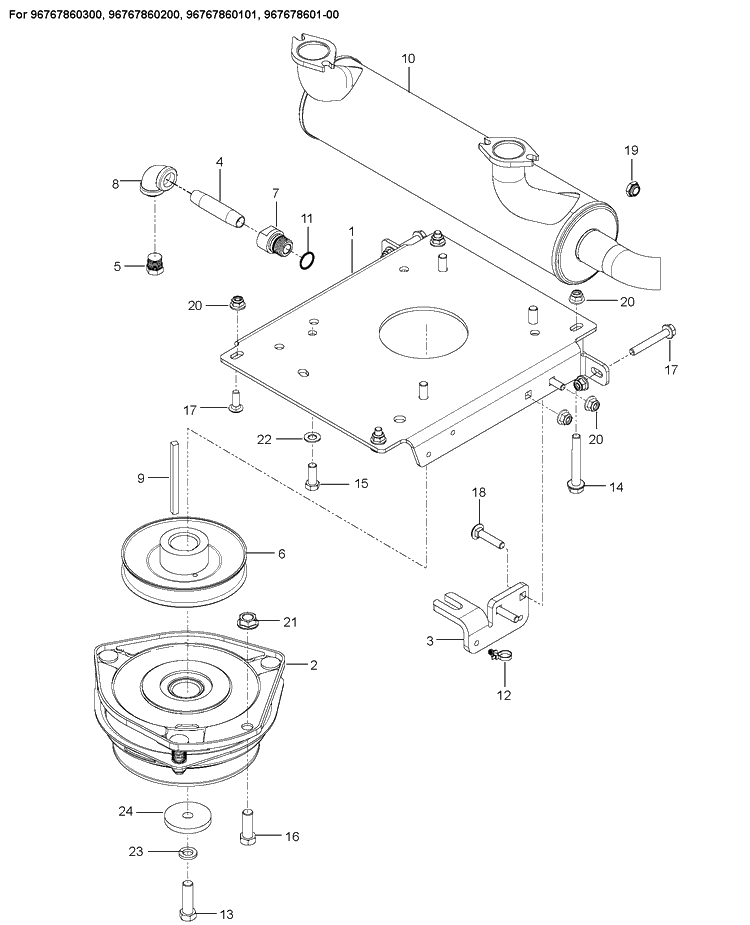 Engine Mounting, Guards And Muffler 2 Diagram and Parts List for Z554X  Husqvarna Lawn Mower