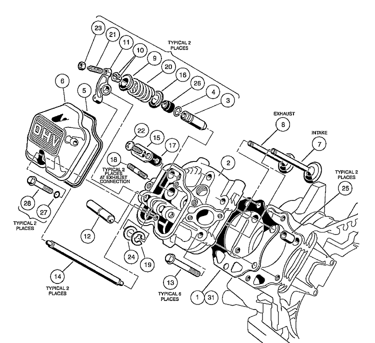 Fe290 Engine - Cylinder Head Diagram and Parts List for HUV4210GXP 2005-06 Husqvarna Lawn Tractor