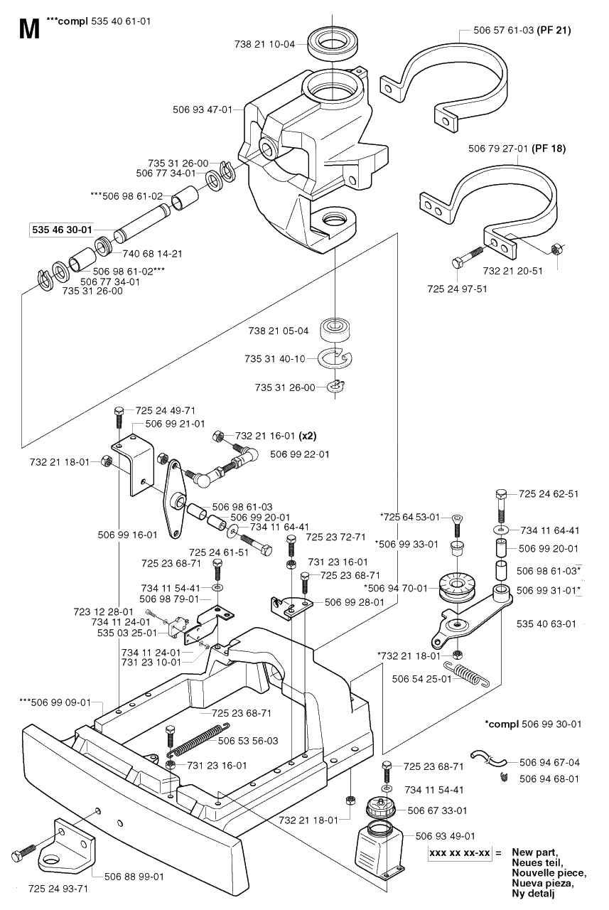 Steering Column Diagram and Parts List for PF18 2003-02 Husqvarna Lawn Tractor