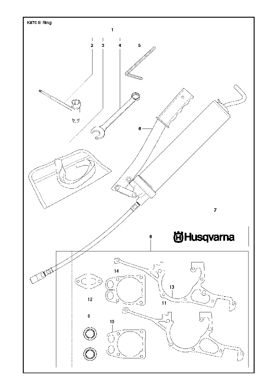 Tools Diagram and Parts List for K970IIIRING 2017-03 Husqvarna Circular Saw