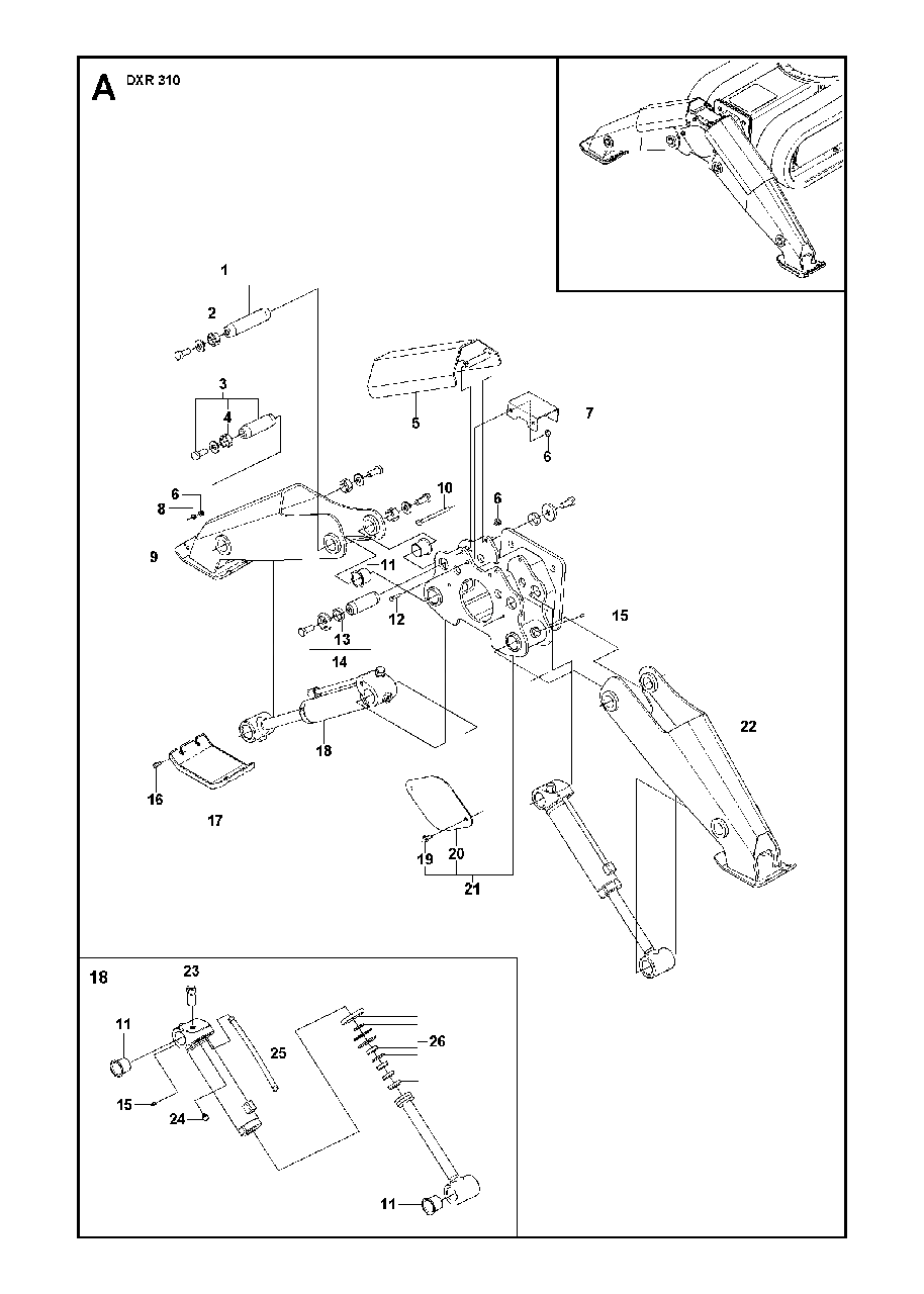 Support Legs, Valid For Machine 44 - 102 Diagram and Parts List for DXR310 (44 & Above)(2013-08) Husqvarna Demolition Hammer