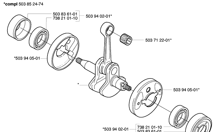Crankshaft Diagram and Parts List for 322L 2002-01 Husqvarna Trimmer
