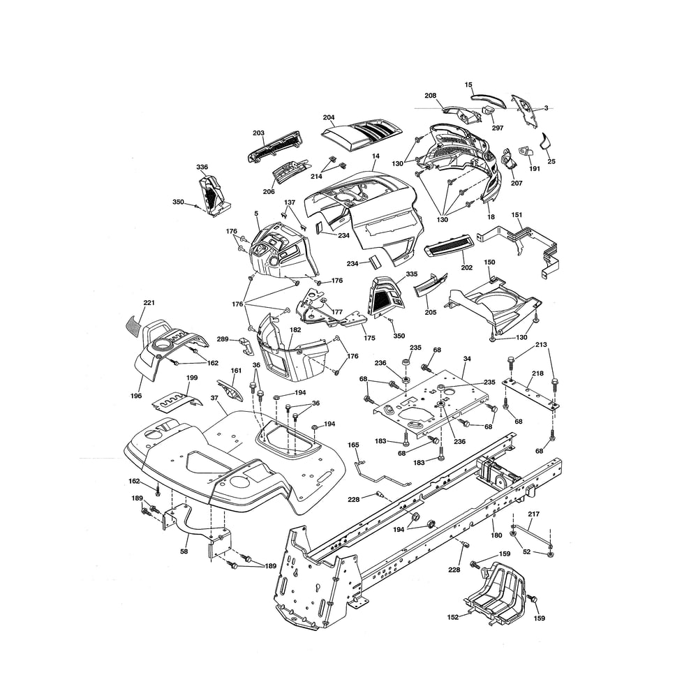 Chassis Diagram and Parts List for LGT24K54 240471 Husqvarna Lawn Tractor
