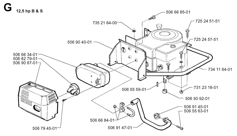 Engine Diagram and Parts List for R850HST 1997-03 Husqvarna Lawn Tractor