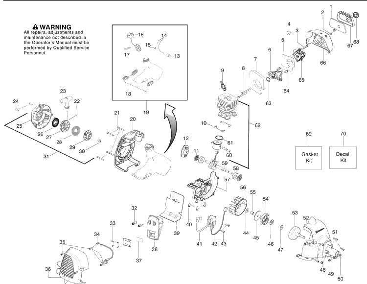 Engine Diagram and Parts List for 128CD (545192149)(2009-08) Husqvarna Trimmer