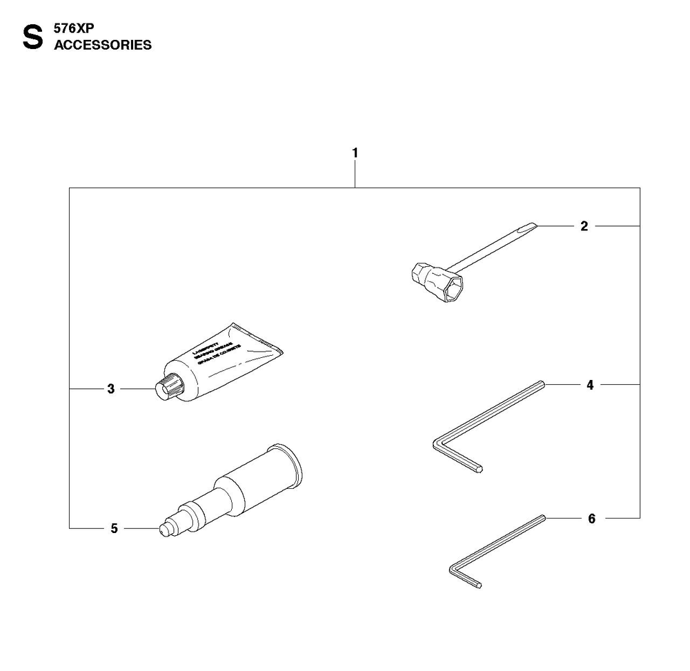 Accessories Diagram and Parts List for 576XP-576XPG 576 XP W - 576 XP GW Husqvarna Chainsaw