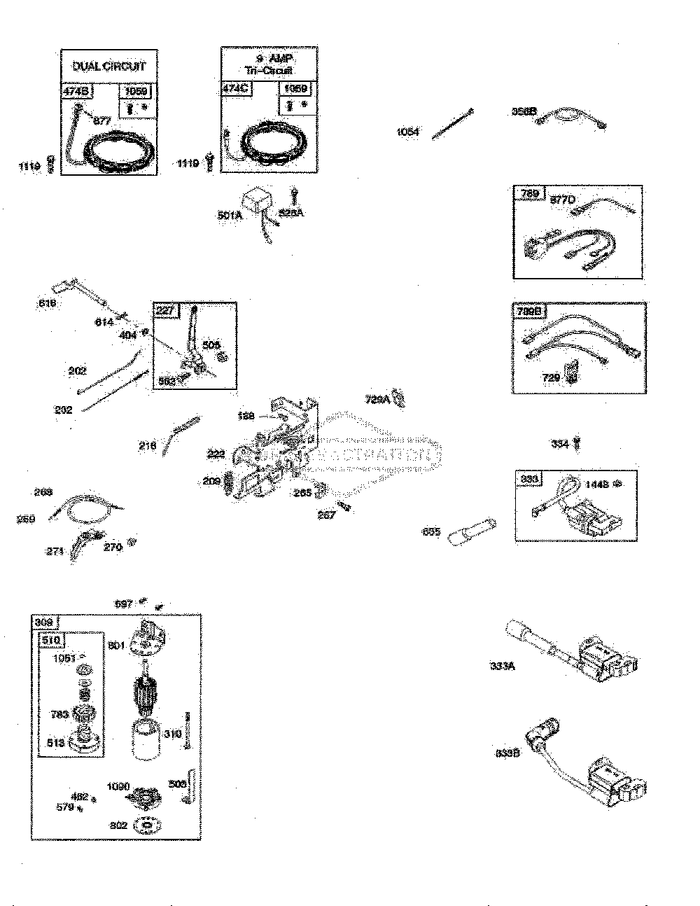 Alternator/electric starter/ignition Diagram and Parts List for 917243820  Husqvarna Lawn Tractor