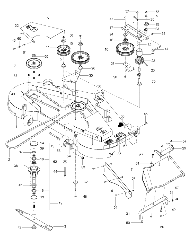 Mower Deck / Cutting Deck Diagram and Parts List for 966613901 2012-06 Husqvarna Lawn Mower