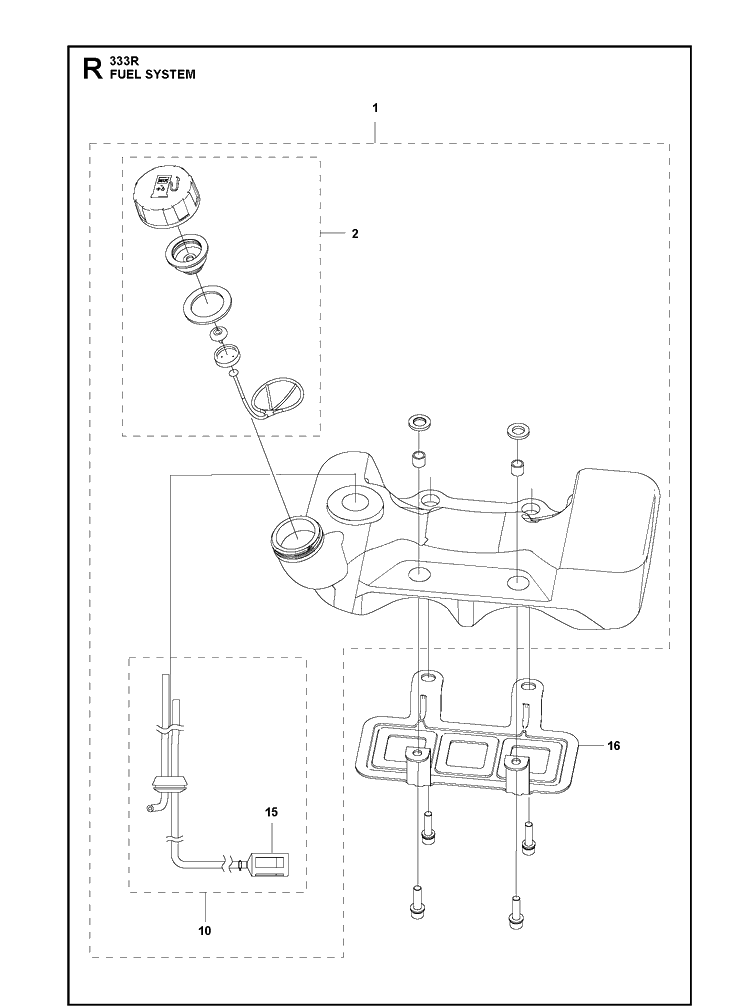 Fuel System Diagram and Parts List for 333RMARKII (967967902)(2020-08) Husqvarna Edger