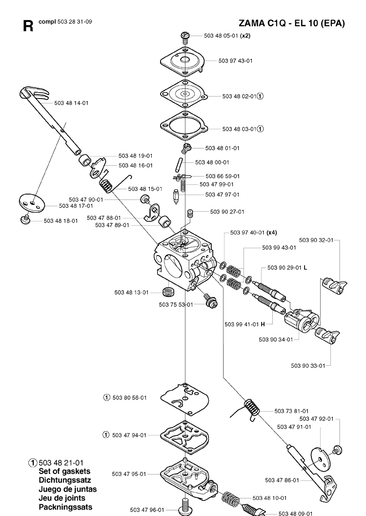 Carburetor Details 2 Diagram and Parts List for 245R 20023100001-Current Husqvarna Brush Cutter