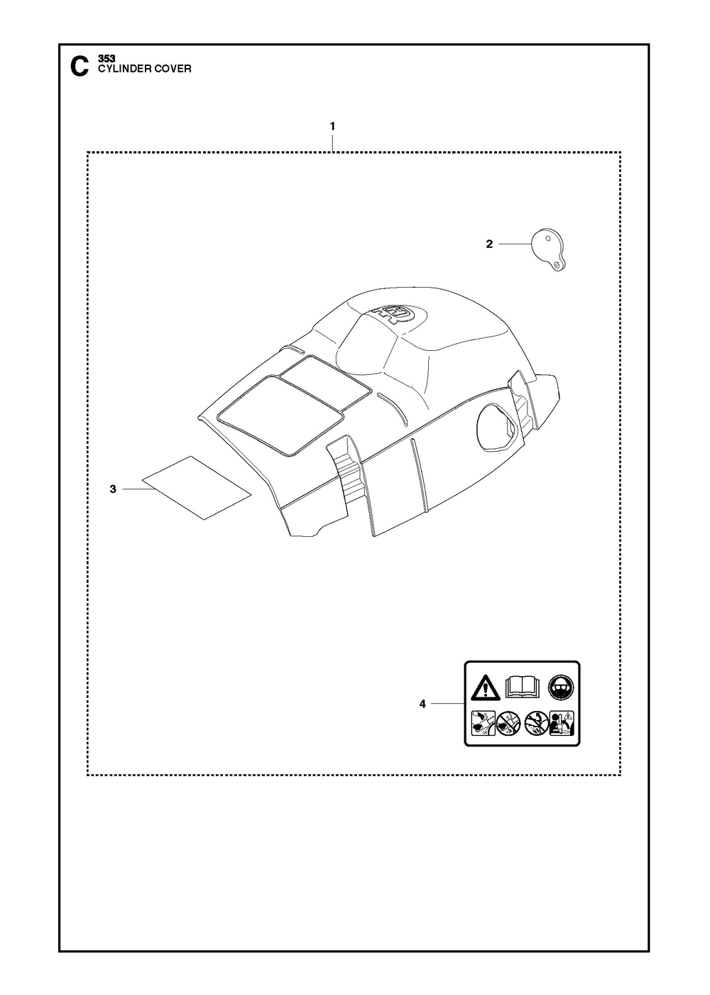 Cylinder Cover Diagram and Parts List for 353-353G 353E-tech-353G E-tech Husqvarna Chainsaw