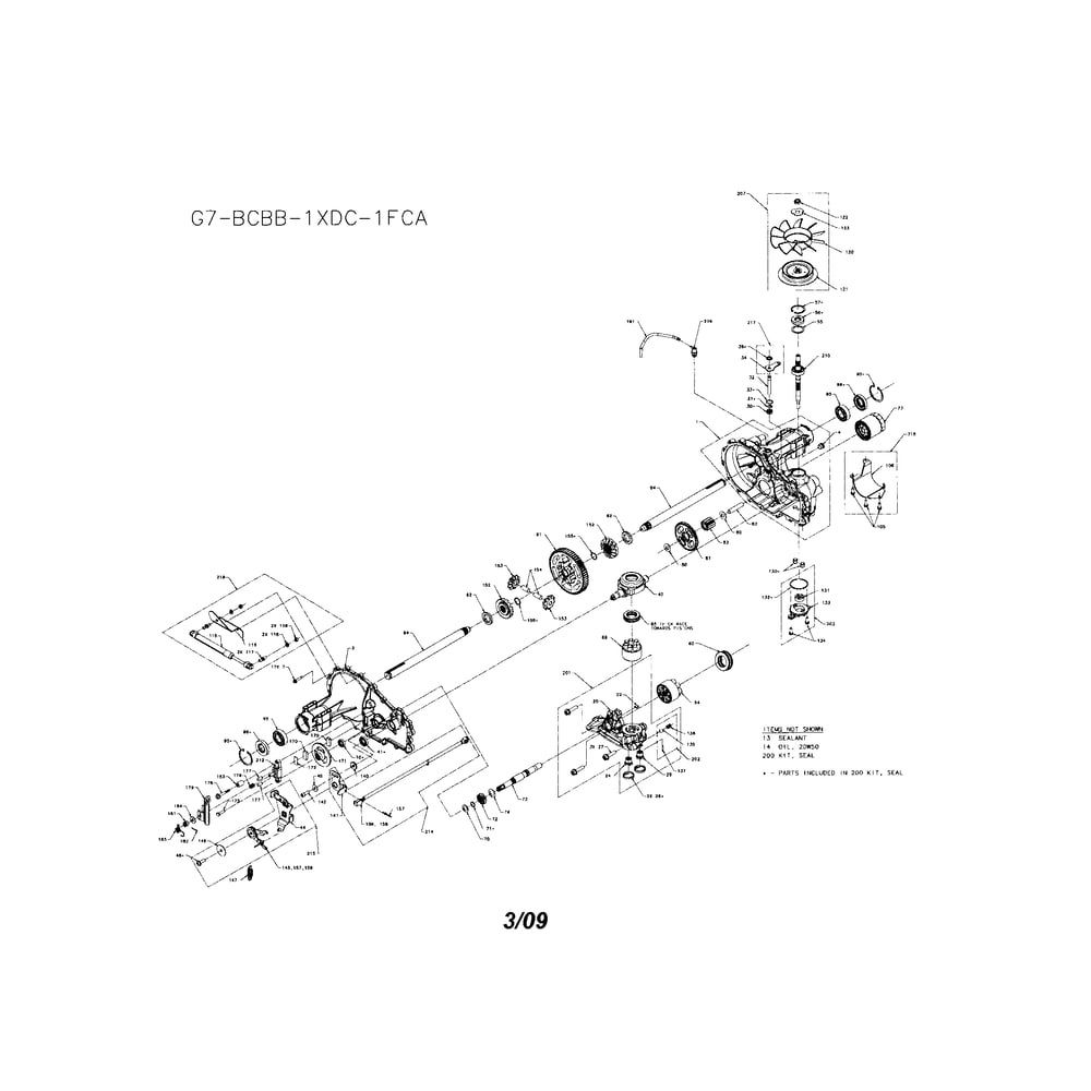 Transaxle Diagram and Parts List for 96043029500  Husqvarna Lawn Tractor