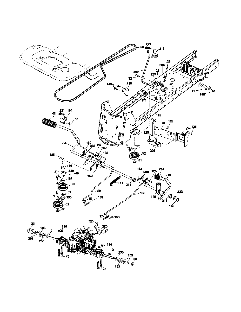 Drive Diagram and Parts List for YTH2348-917287560  Husqvarna Lawn Tractor