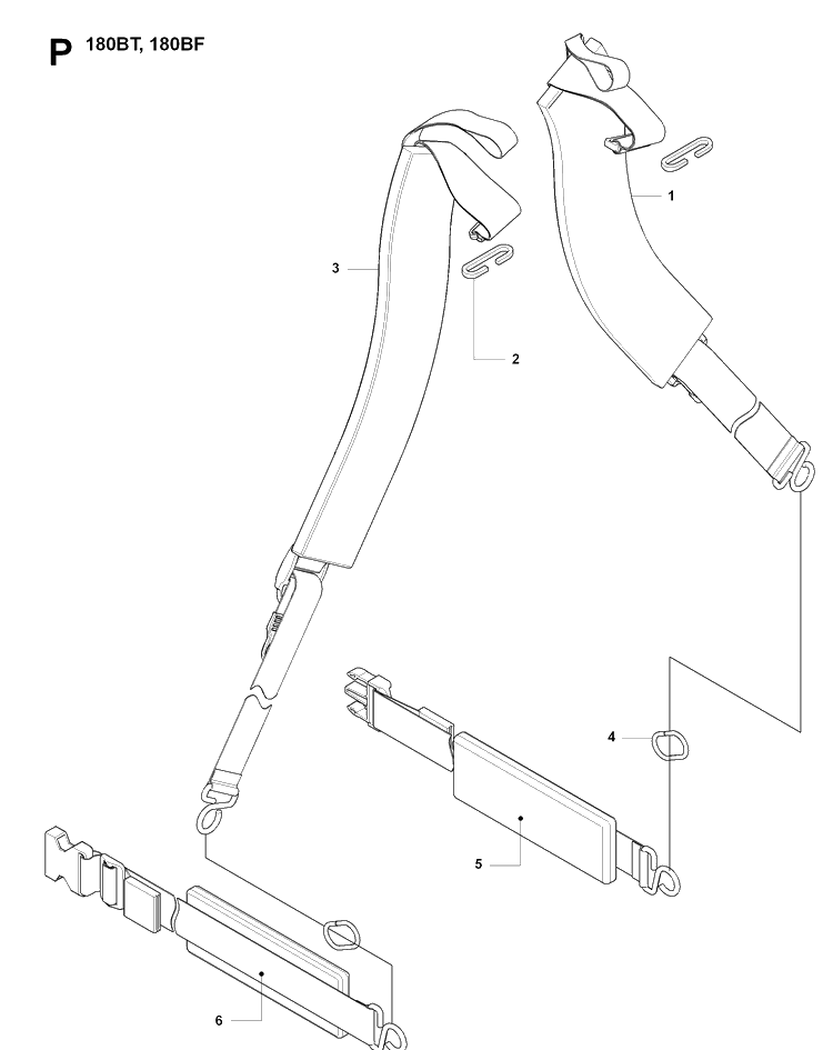 Harness Diagram and Parts List for 180BF 20084000001-Current Husqvarna Leaf Blower / Vacuum