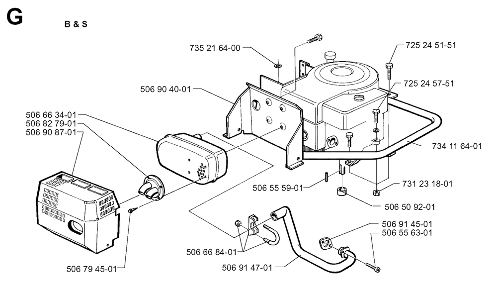 Engine Diagram and Parts List for R11 1998-09 Husqvarna Lawn Tractor