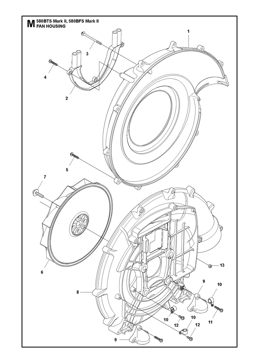 Fan Diagram and Parts List for 580BTSMARKII  Husqvarna Leaf Blower / Vacuum