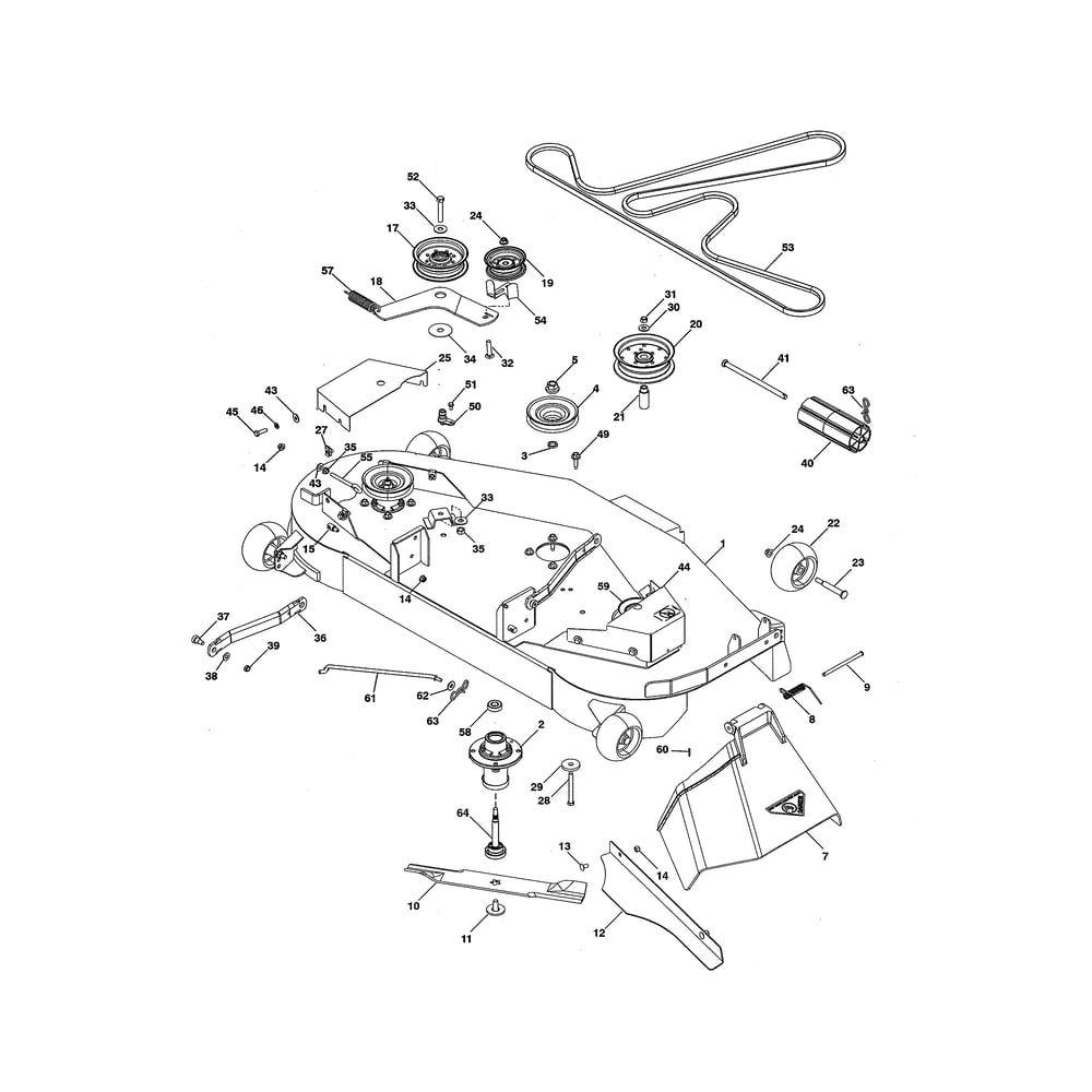 Mower Deck Diagram and Parts List for GTH52XLS-96045005700  Husqvarna Lawn Tractor